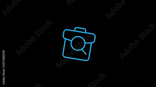 Animated briefcase icon with magnifying glass representing professional job search.