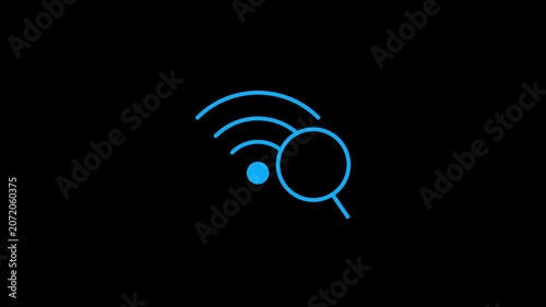 Minimalist digital search wifi icon animation isolated on black background footage.