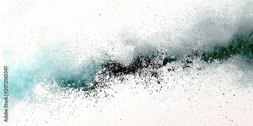 Quadro su tela Abstract explosion of fine turquoise and black powder particles creating a dynam