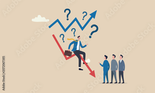 Tableau sur toile Stagflation economic meeting teams together recession while inflation high up, G