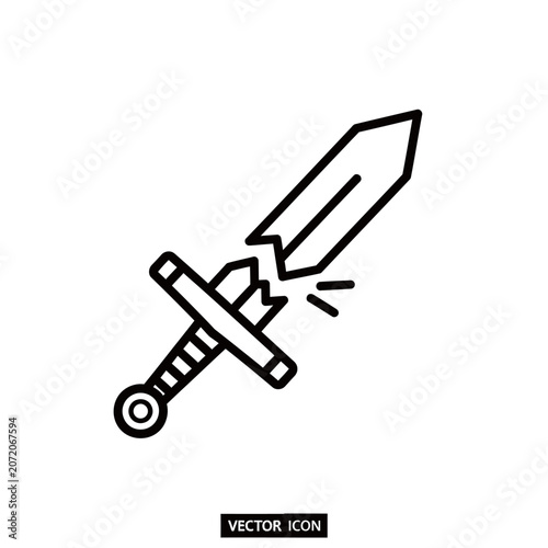 Sword with broken blade icon symbol.
