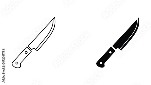 фотографія Kitchen chef knife icon set for professional cooking and culinary restaurant des