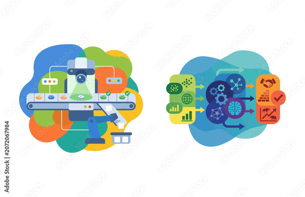 Naklejka premium Advanced Industrial Automation and Data Driven Workflow Systems for Modern Business Optimization