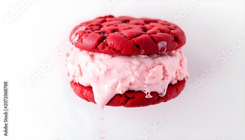 Ice cream sandwich with cookie layers, premium frozen dessert image