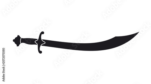 Schilderij op canvas Curved blade scimitar weapon black silhouette sword