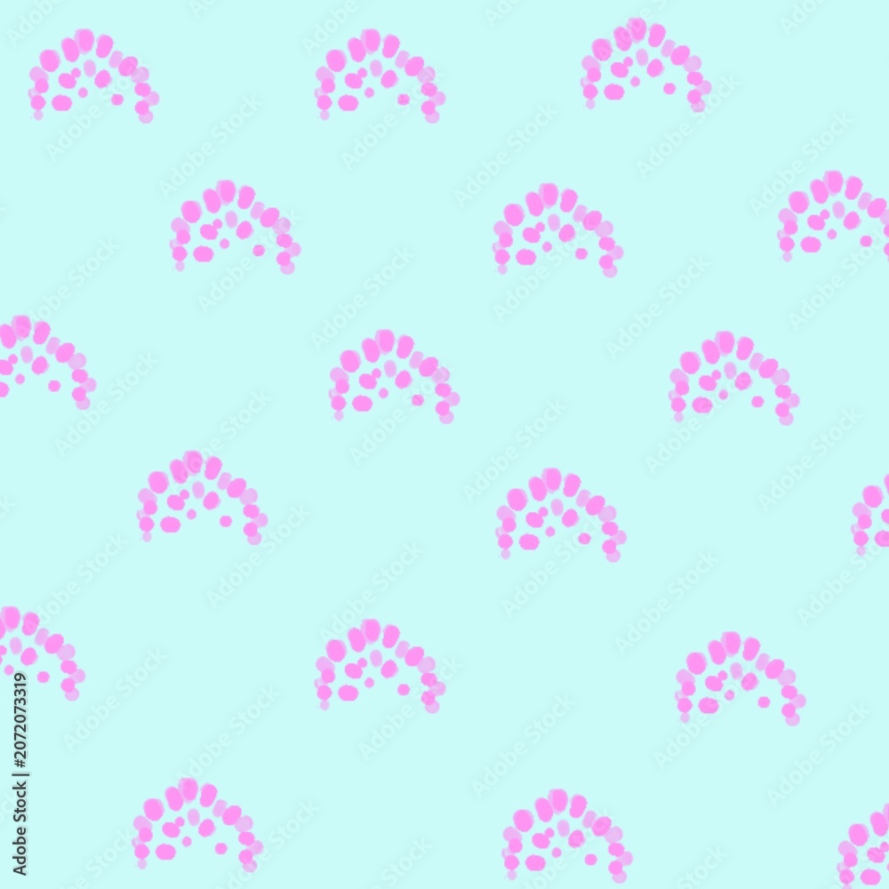 Obraz premium Pastel Abstract Seamless Pattern with Pink Decorative Elements on Light Blue Background