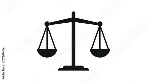 Tableau sur toile Scales Of Justice Silhouette A Black Shape On White Background