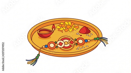 Rakhi thali with diya and kumkum powder for Raksha Bandhan celebration