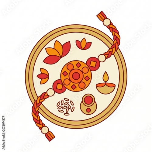 Rakhi thali with diya and kumkum container for Raksha Bandhan celebration