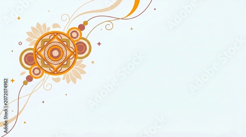 Rakhi bracelet on decorative banner background for Raksha Bandhan celebration