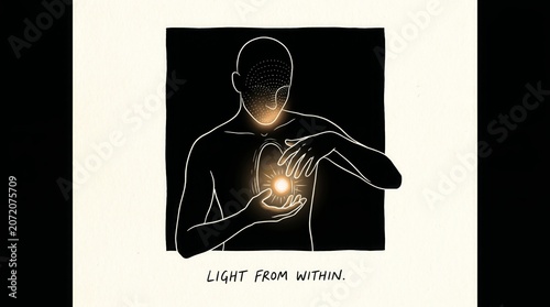 Man with glowing light in hand representing inner strength and inspiration