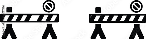 Foto Road Barrier Warning Stop Icon for Traffic Control, Construction Zones, Road Saf