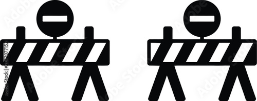 Foto Road Barrier Warning Stop Icon for Traffic Control, Construction Zones, Road Saf