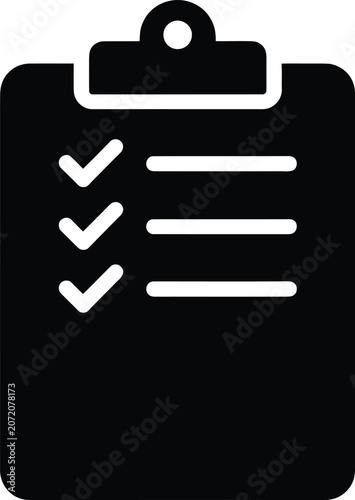 Clipboard with three checked off tasks and three blank lines isolated on clear background