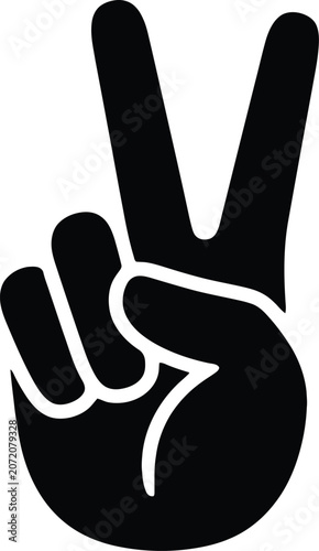 Hand gesture peace sign symbol isolated on clear background for positive communication designs
