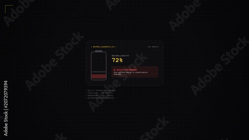 Low Battery Warning Screen - Digital Interface with Red Alert