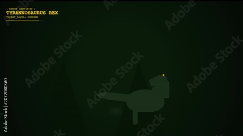 Tyrannosaurus Rex Silhouette on Dark Background with Threat Level Indicator