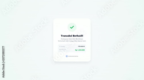 Successful Transaction Confirmation Screen, Payment Success, Digital UI