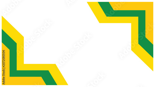 Modern green and yellow geometric corner frame template on white background
