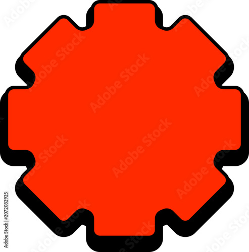 Red Minimalist Gear Icon Graphic
