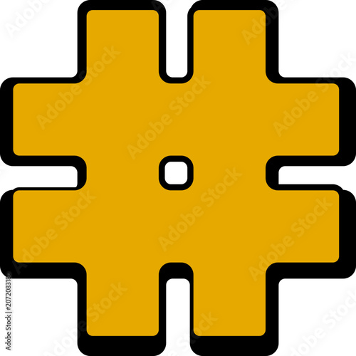 Yellow Hashtag Icon Graphic Symbol