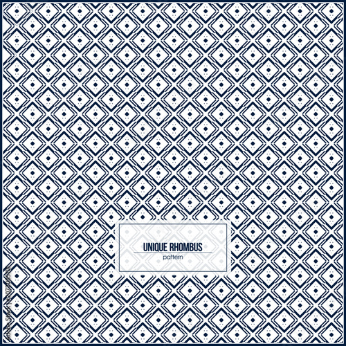 unique dark blue rhombus pattern with small rounded ornaments
