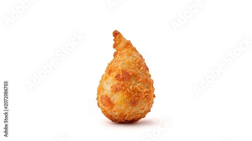 Golden breaded cheese ball with crispy texture isolated on white