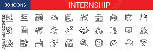 Fotografía Internship Career Thin Line Vector Icon Set