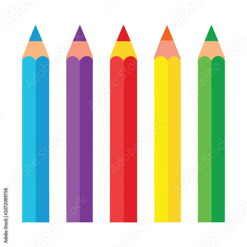 Set of colorful pencil vector illustration isolated on light background. Back to school vector elements. 
