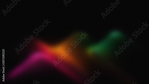 Abstract colorful light waves on black background, vibrant glowing neon curves, soft blurred spectrum motion for cinematic backdrop