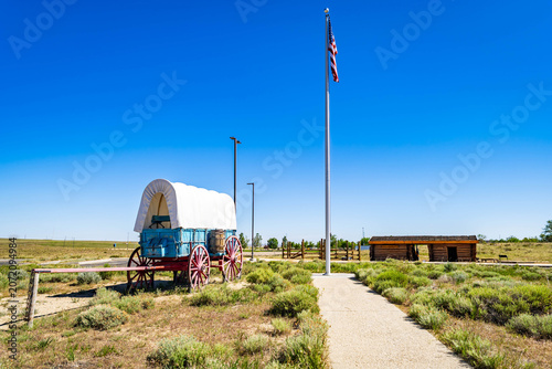 Bilde på lerret Historic Emigrant Wagon Display at Trails Center