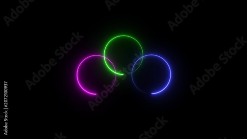 Glowing neon light circle loading icon animation.