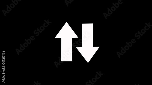 The Two Lane highway street sign icon isolated on black background vector Illustration. Up and down arrow icon.