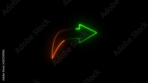 Abstract beautiful neon arrow icon animation.