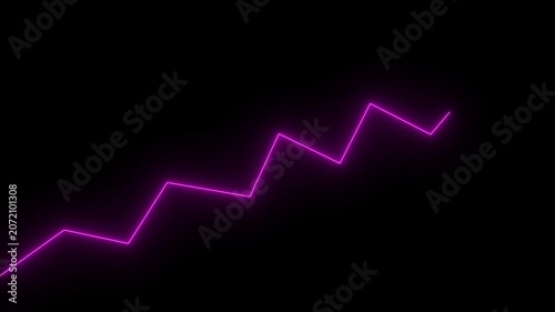 Abstract neon arrow up business graph icon animation. business chart growth concept.