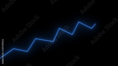 Abstract neon arrow up business graph icon animation. business chart growth concept.