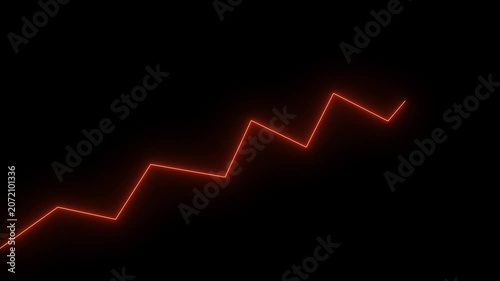 Abstract neon arrow up business graph icon animation. business chart growth concept.