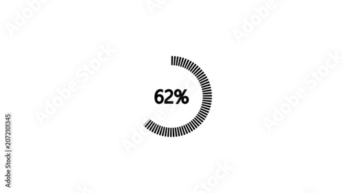 Circle loading bar icon percentage animation 4k video on black background.
