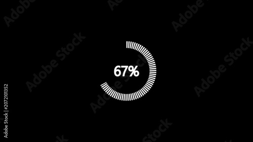 Circle loading bar icon percentage animation 4k video on black background.