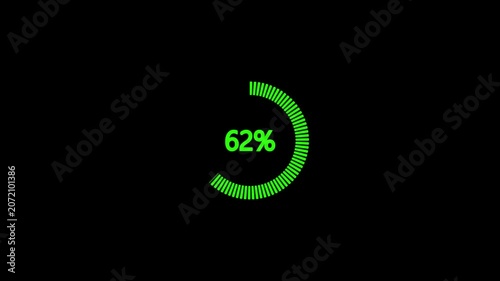 Circle loading bar icon percentage animation 4k video on black background.