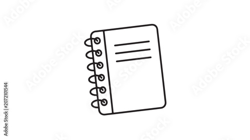 Spiral Notebook Line Art Icon for School and Office Stationery Branding