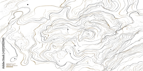 Schilderij op canvas Topographical map contour lines detailed landscape with topography geography ele