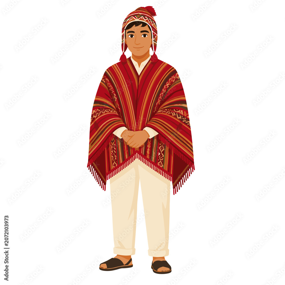 Fototapeta premium Peruvian Man in Andean Poncho Icon