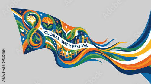 Abstract global unity festival banner design