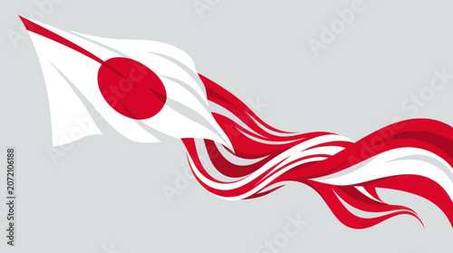 Quadro su tela Abstract japanese flag flowing