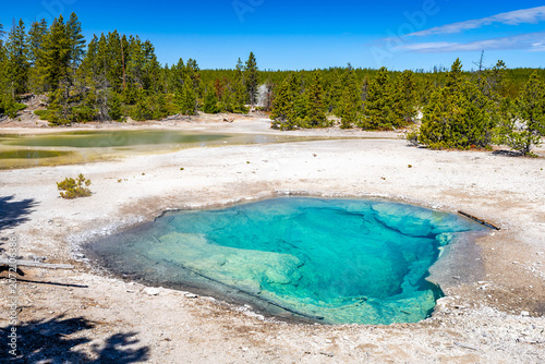 Photography Scenic turquoise pool at Norris Geyser Basin
