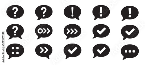 Speech bubble vector icon set isolated on transparent background, question and answer icon.