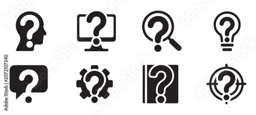 Question mark vector icon set isolated on transparent background, help and about us icon.