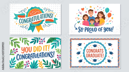 Obraz na plátně Celebration cards congratulatory messages