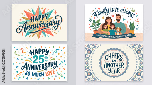 Celebration cards for anniversaries and family